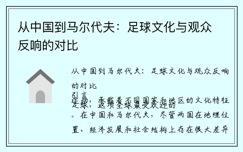 从中国到马尔代夫：足球文化与观众反响的对比